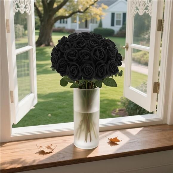 Roses Artificial Flowers, Fake Velvet Silk Roses in Bulk for Home Decor Indoor - Picture 6 of 7